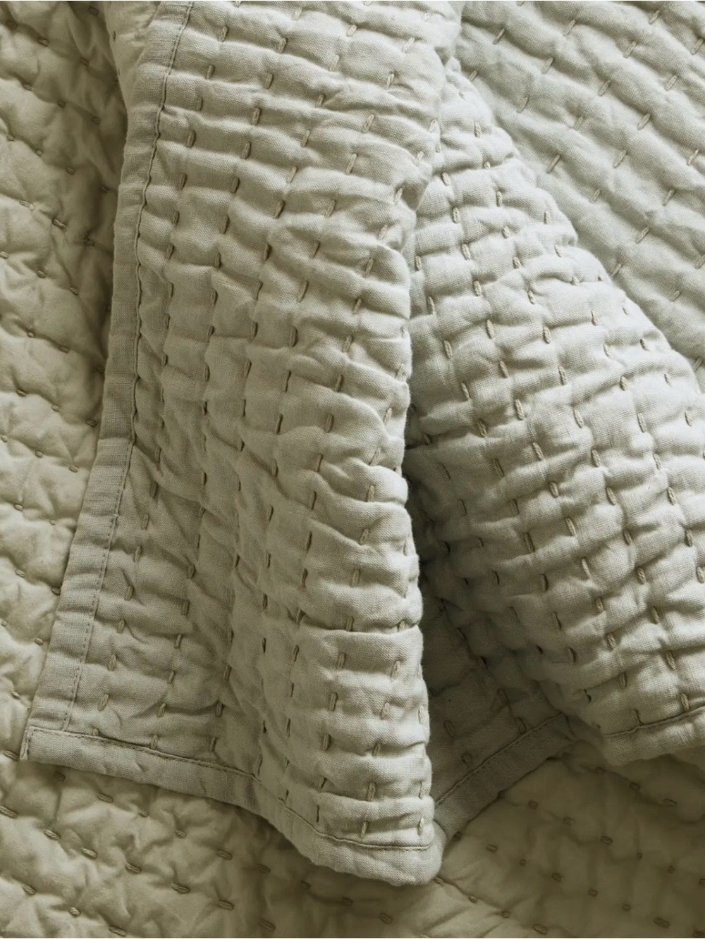 Quince European Linen Cotton Stitch Quilt Full/Queen Willowleaf Green NWT